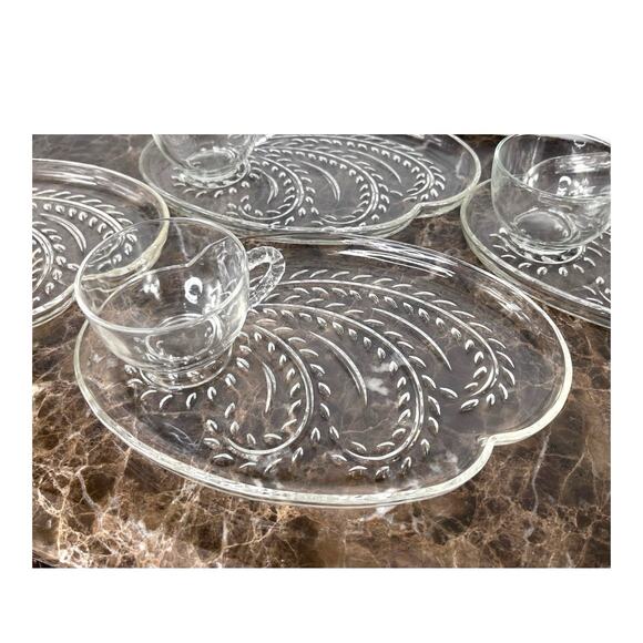 Vintage Pressed Glass Federal Glass Homestead Wheat Pattern Snack Set $/Set EUC - Picture 9 of 9